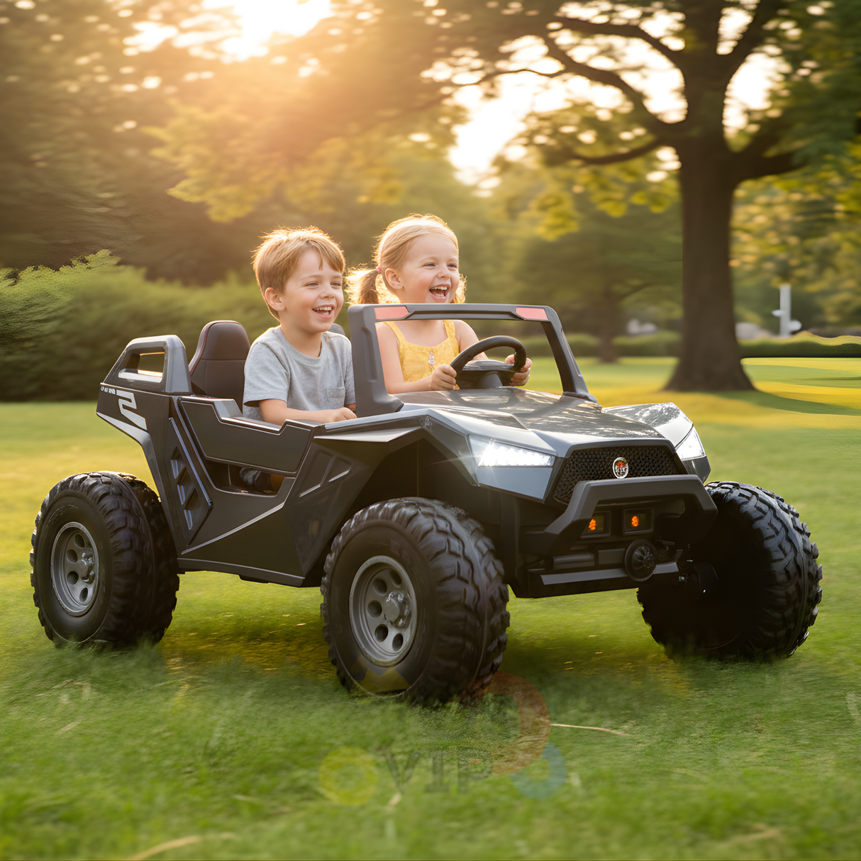  Black 24V/4X4 Dune Buggy Ride On UTV, Rubber Wheels and RC