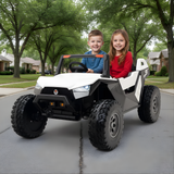 White 24V/4X4 Dune Buggy Ride On UTV, Rubber Wheels and RC