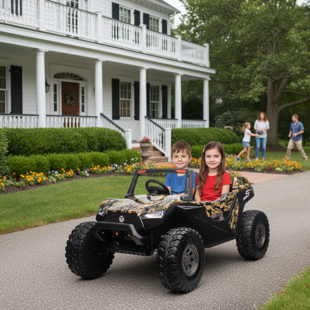 Camo 24V/4X4 Dune Buggy Ride On UTV, Rubber Wheels and RC