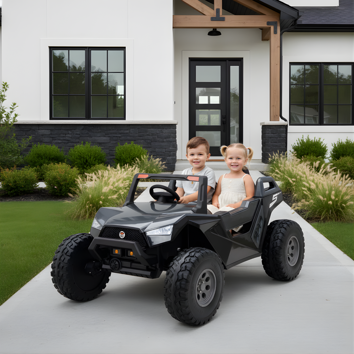  Black 24V/4X4 Dune Buggy Ride On UTV, Rubber Wheels and RC