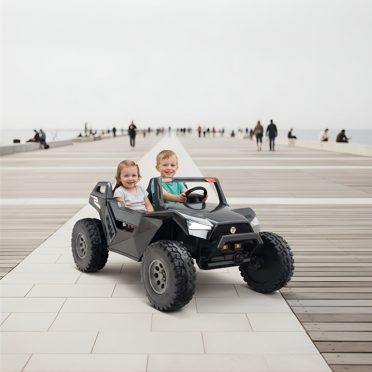  Black 24V/4X4 Dune Buggy Ride On UTV, Rubber Wheels and RC