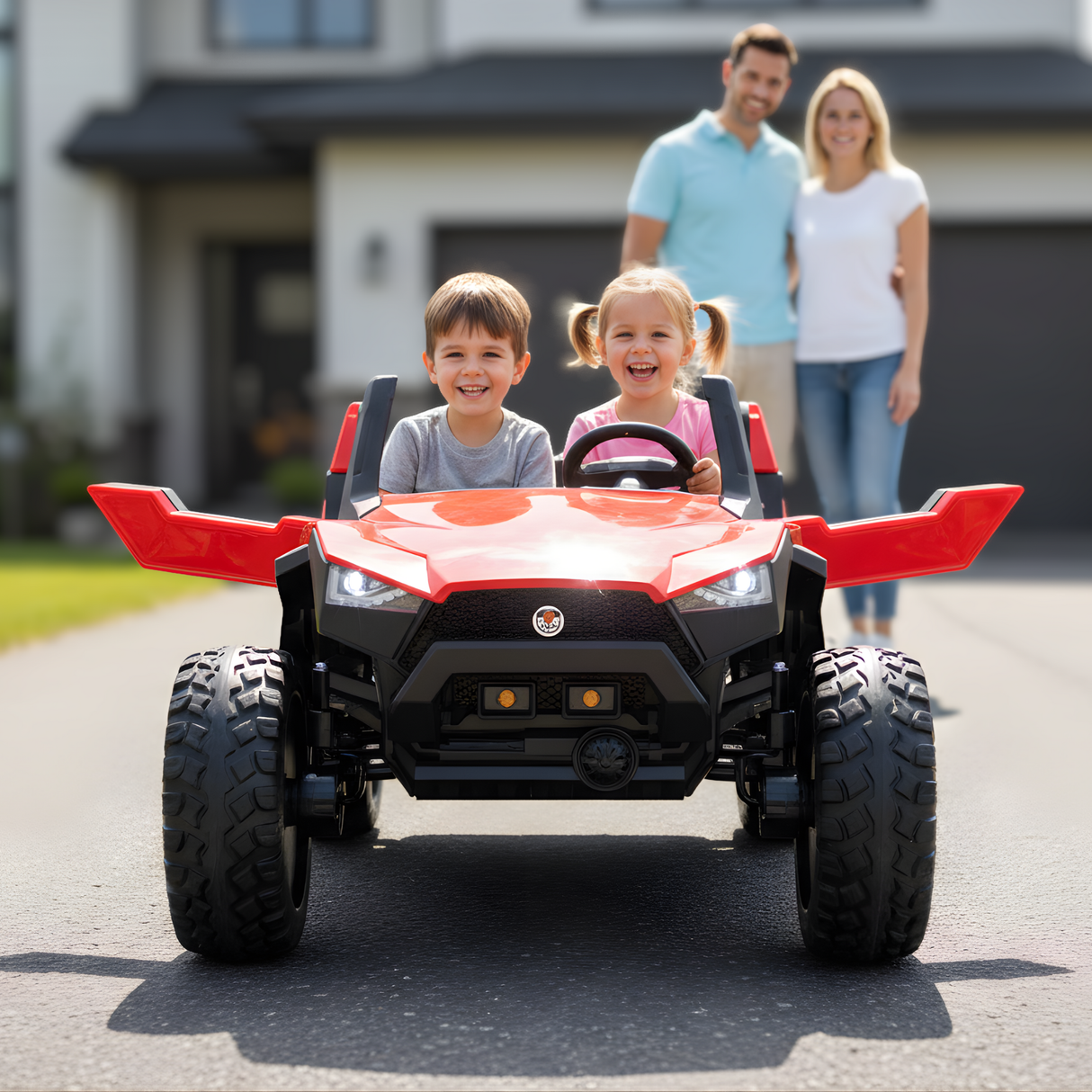 Red 24V/4X4 Dune Buggy Ride On UTV, Rubber Wheels and RC
