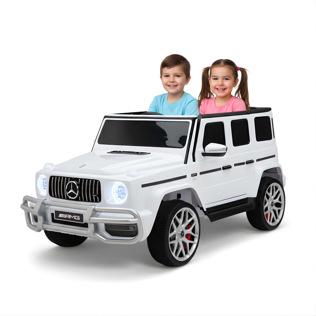 White 24V/4x4 Official Mercedes Benz G63 Ride On Car with EVA Wheels, Music & RC