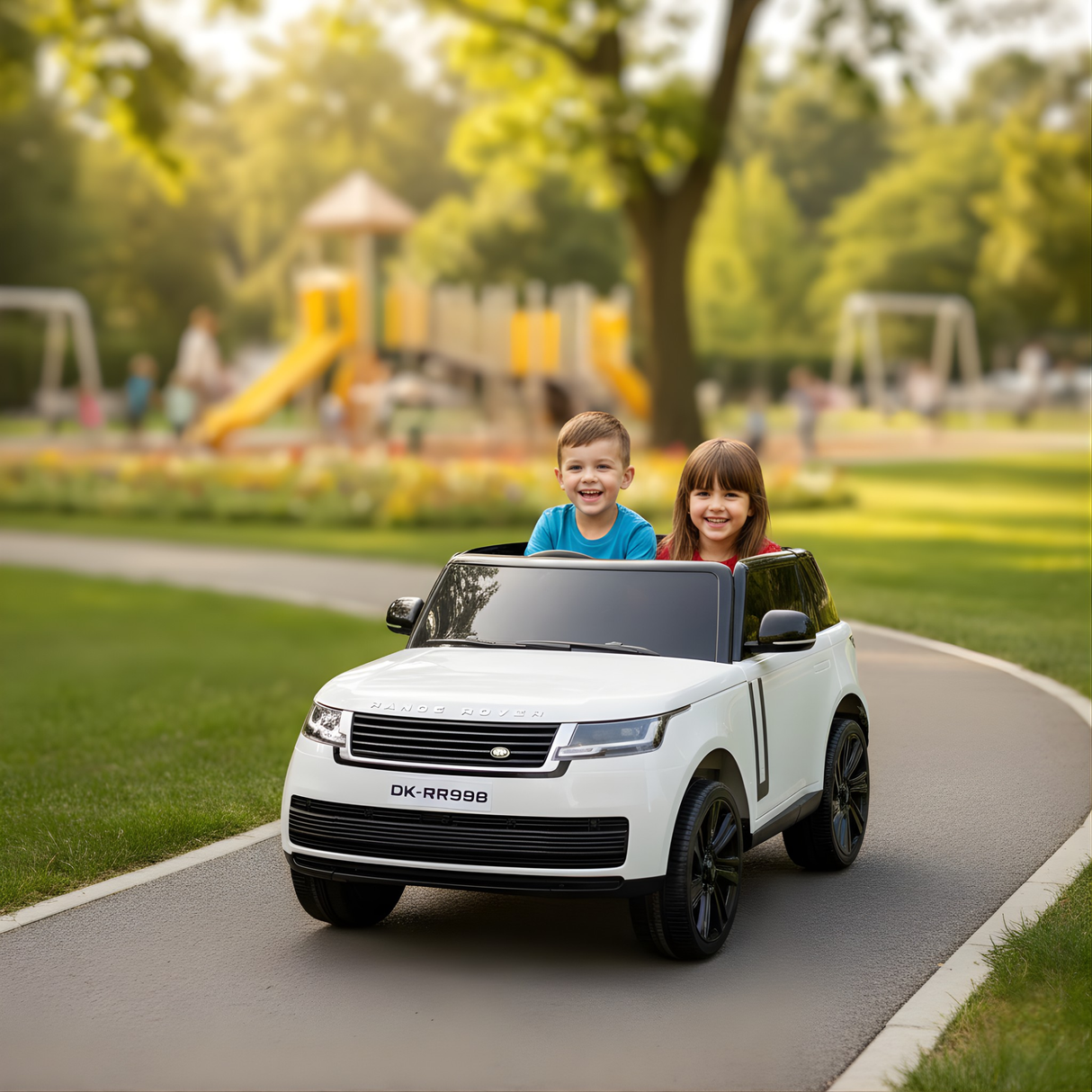 White 24V Range Rover Ride-On SUV with EVA Wheels, Music & Parental Control