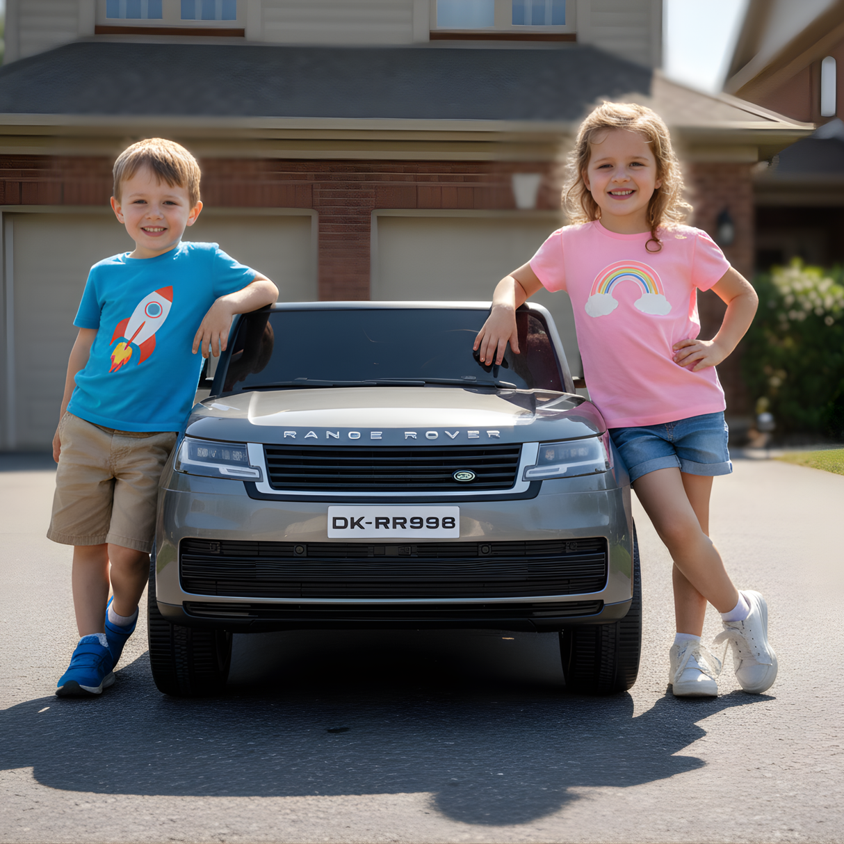 Gray 24V Range Rover Ride-On SUV with EVA Wheels, Music & Parental Control