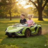 Green 24V Official LX Lamborghini Sian 2-Seater Ride On Car with Music, RC