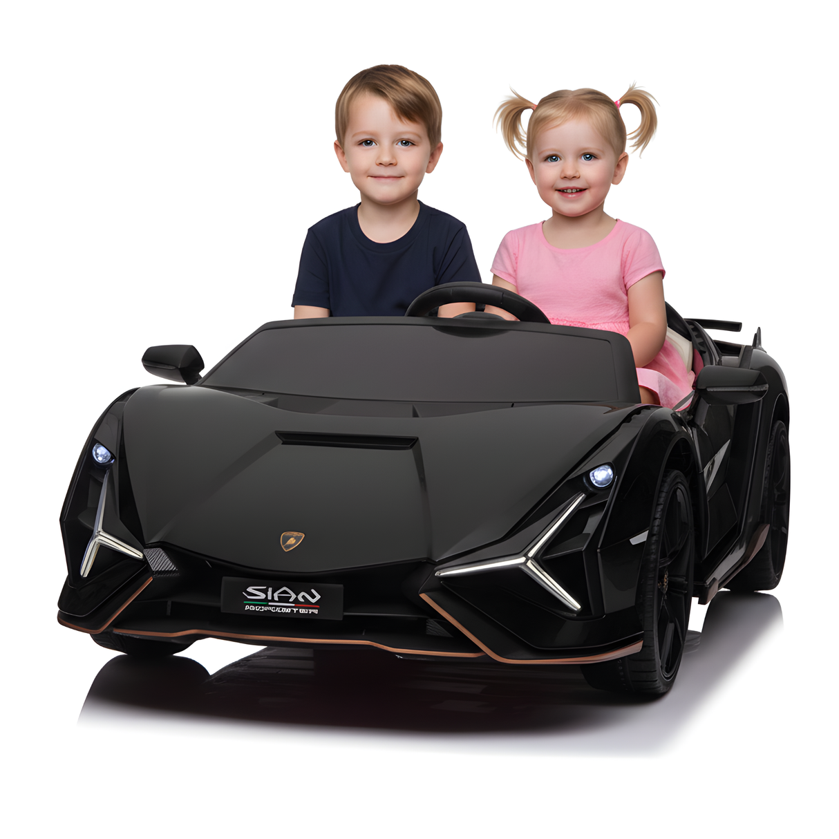 Black 24V Official LX Lamborghini Sian 2-Seater Ride On Car with Music, RC