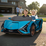 Blue 24V Official LX Lamborghini Sian 2-Seater Ride On Car with Music, RC