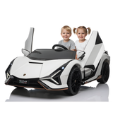 White 24V Official LX Lamborghini Sian 2-Seater Ride On Car with Music, RC