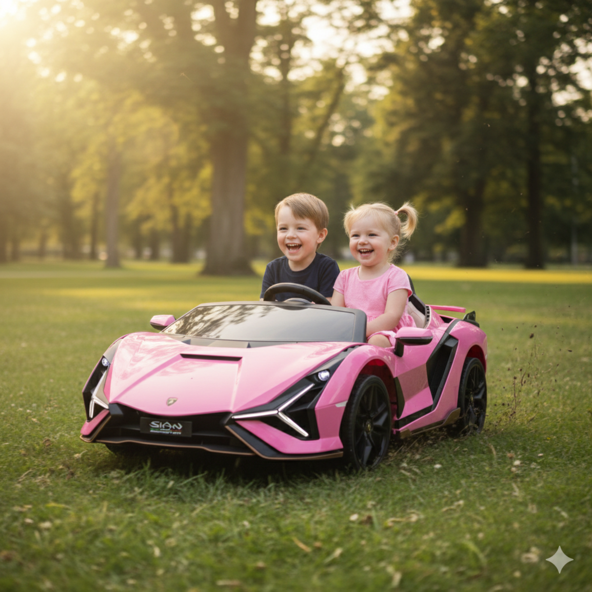 Pink 24V Official LX Lamborghini Sian 2-Seater Ride On Car with Music, RC