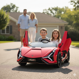 Red 24V Official LX Lamborghini Sian 2-Seater Ride On Car with Music, RC