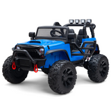 Blue 24V EVA Big Wheels Kids 1 Seater Upgraded Ride On Truck with Rubber Wheels, Remote