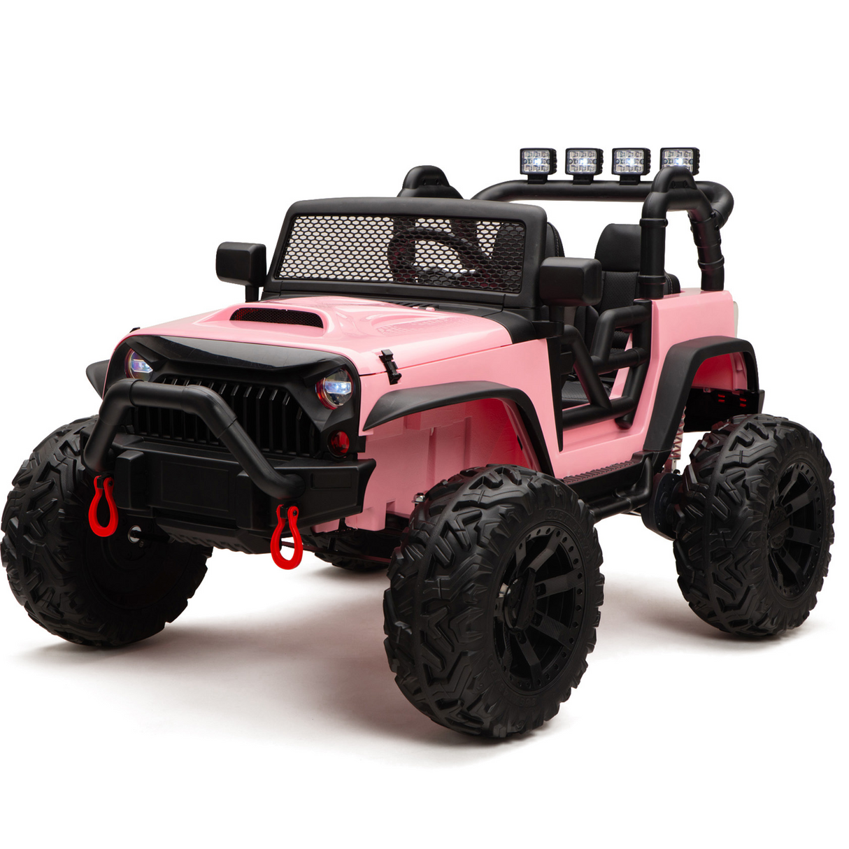 Pink 24V EVA Big Wheels Kids 1 Seater Upgraded Ride On Truck with Rubber Wheels, Remote