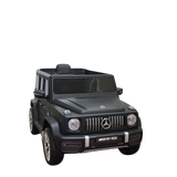 The Limited 12V Matte Edition Mercedes-Benz AMG G63 Kids Ride-On Truck is a toy model with realistic details like a chrome grille, silver side mirrors, branded logos, and four wheels, providing children an upgraded technological experience.