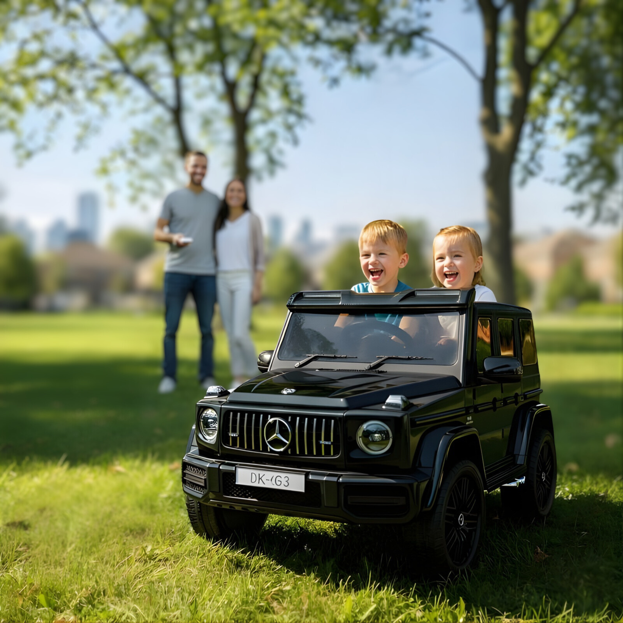 Black 2x24V/4WD Platinum XXL Mercedes G63 Ride On Truck with MP4, EVA Wheels & Leather Seats