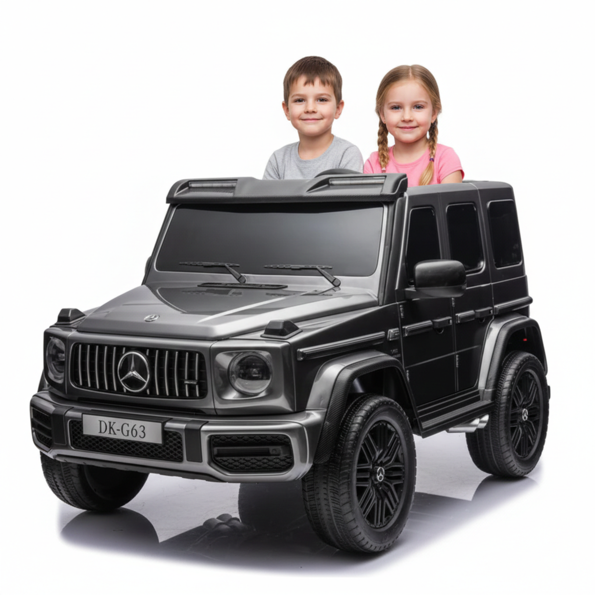 Grey Metallic 2x24V/4WD Platinum XXL Mercedes G63 Ride On Truck with MP4, EVA Wheels & Leather Seats