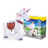 Toddlers White Indoor/Outdoor Ride-On Pony with Cushioned Seat, Anti-Slip Wheels (Ages 3–4)