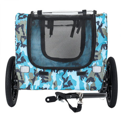 Outdoor Heavy Duty Collapsible Pet Bike Trailer with 16-Inch All-Terrain Wheels & Universal Hitch – Foldable Dog/Cargo Carrier Cart for Bicycles, blue+black