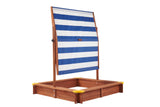 Kids Sandbox with Cover, 46' Wooden Sand Box w/Adjustable Canopy, Large Outdoor Cedar Sandpit for Backyard Play