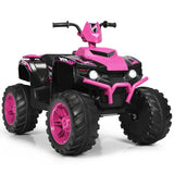 Pink 12V Ride-On Quad ATV with LED Lights, Treaded Tires