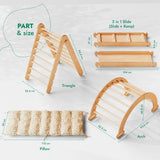 4in1 Montessori Climbing Set: Triangle Ladder + Climbing Arch + Slide Board & Cushion – Beige