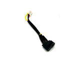 Displayed is a 24V Audi Q5 Charging Port with a short black cable, featuring a white plug at one end and a black connector at the other. The cable exposes red, yellow, and black wires on a white backdrop. For more tech essentials and ride-on cars, visit kidsviponline.com.