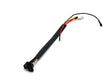 A black and red wire harness for a 12V 888 Charging Port has a black rectangular connector on one end and exposed wires on the other, perfect for enhancing ride-on car performance. Wires are wrapped in black insulation against a white backdrop.