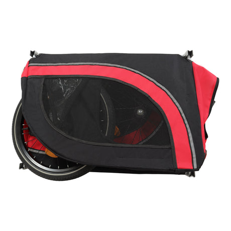 Large Folding Bike Trailer for Dogs – 66LB Capacity All-Terrain Pet Carrier, Durable Steel Frame for Cycling, Jogging, Camping & Outdoor Adventures, Black- Red