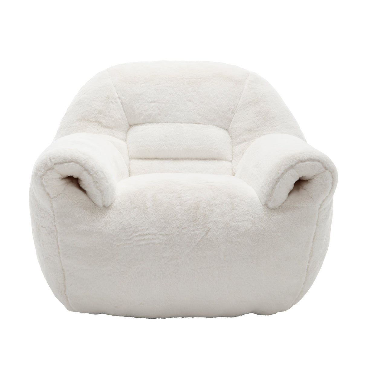 Bean Bag Chair, Comfy Bean Bag Sofa with Back Support, Faux Fur Bean Bag Chair for Adults and Kids, Stuffed Floor Sofa for Living Room, Bedroom, Apartment, White