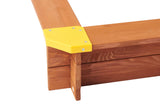Kids Sandbox with Cover, 46' Wooden Sand Box w/Adjustable Canopy, Large Outdoor Cedar Sandpit for Backyard Play