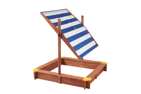 Kids Sandbox with Cover, 46' Wooden Sand Box w/Adjustable Canopy, Large Outdoor Cedar Sandpit for Backyard Play