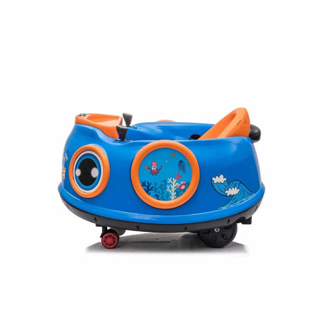 Blue 12V 360° Spin Electric Rechargeable Ride-On Bumper Car with Music, Remote Control