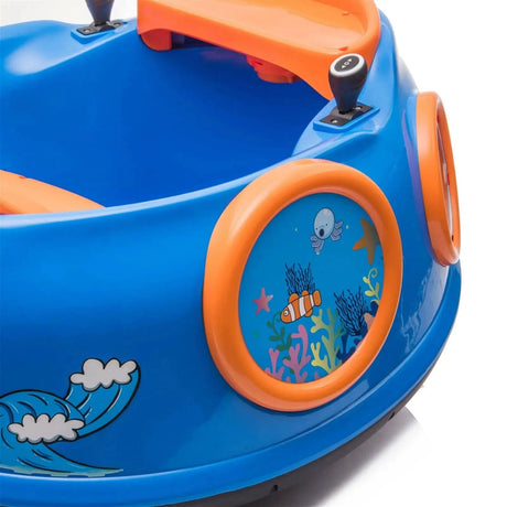 Blue 12V 360° Spin Electric Rechargeable Ride-On Bumper Car with Music, Remote Control