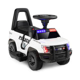 Toddlers 6V White Police Themed Ride-On with LED Lights, Megaphone, Siren