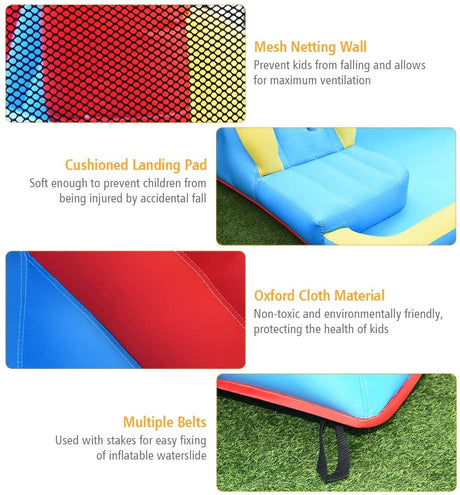 Inflatable Water Slide Bounce House with Water Cannon and 950W Blower