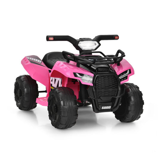 Pink 6V Kids Electric Ride-On Quad ATV with LED Lights, MP3