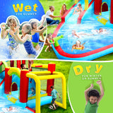 7 in1 Inflatable slide water park bouncing house outdoor Soccer garden bouncer with Splash pool  & Water gun & Climbing wall & Basketball & Football