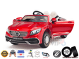 The Red Mercedes Benz Maybach S650 12V Ride-On Car for kids offers realistic details such as openable doors, headlights, and steering. Key features include licensed branding, a 12V battery, leather seat, USB port, and EVA rubber wheels—perfect for an ultimate ride-on experience!.