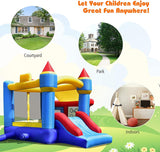 Castle Slide Inflatable Bounce House with Ball Pit and Basketball Hoop