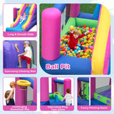 7-in-1 Kids Inflatable Bounce House with Long Slide and 735W Blower