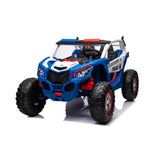 24V Kids Storm Police 4X4 2-Seater UTV with EVA Tires, Emergency Siren, Lights, Music, Remote