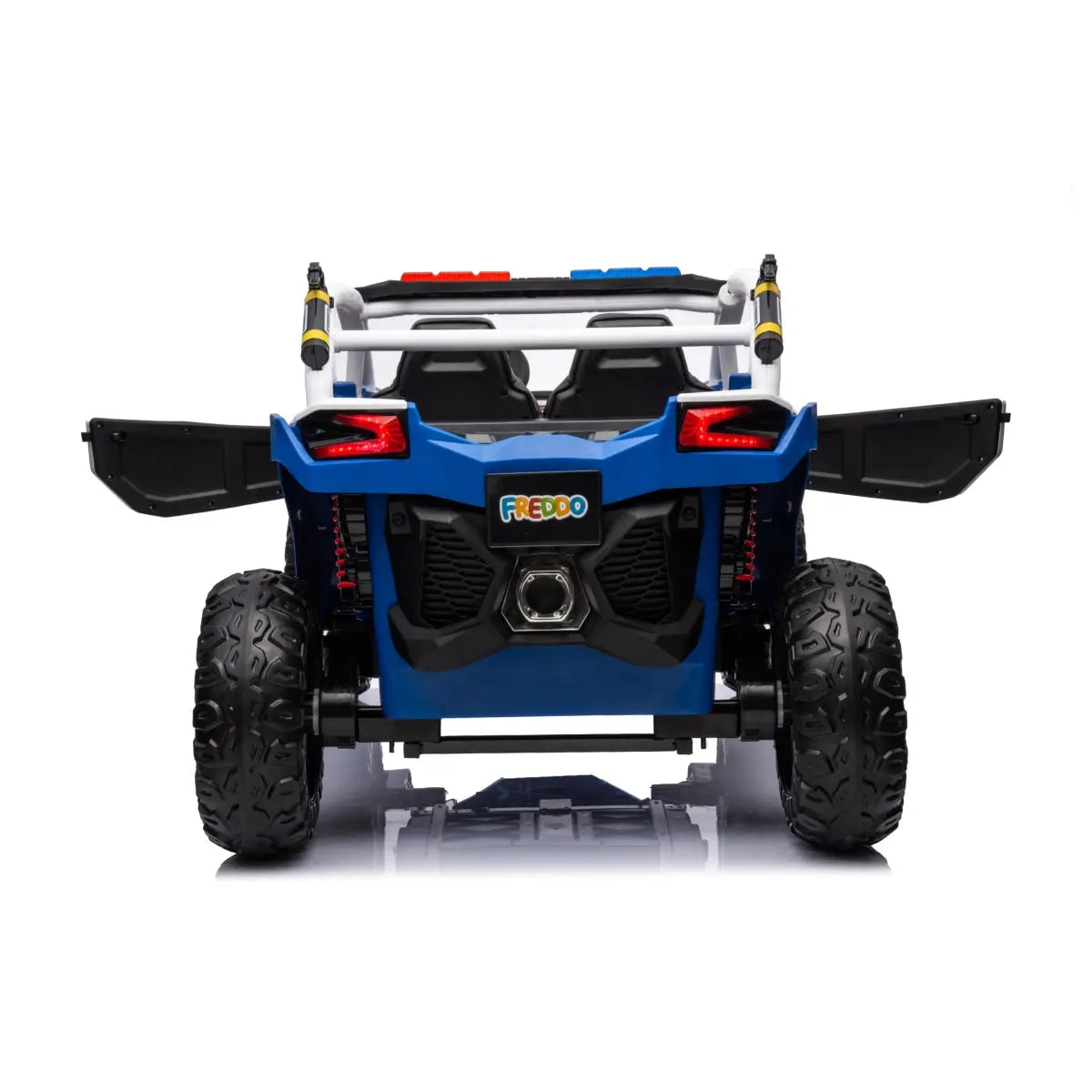 24V Kids Storm Police 4X4 2-Seater UTV with EVA Tires, Emergency Siren, Lights, Music, Remote
