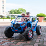 24V Kids Storm Police 4X4 2-Seater UTV with EVA Tires, Emergency Siren, Lights, Music, Remote