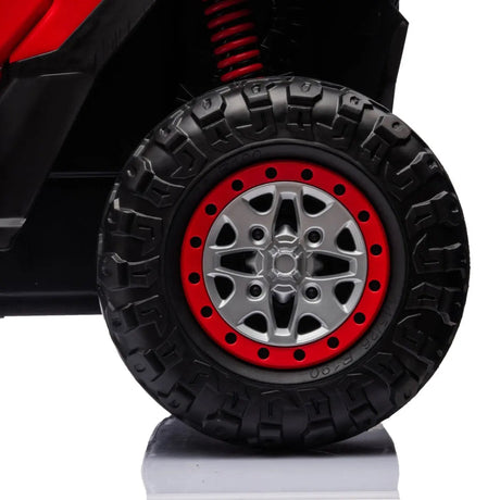 24V Kids Storm 4X4 2-Seater UTV with EVA Tires, Emergency Siren, Lights, Music, Remote