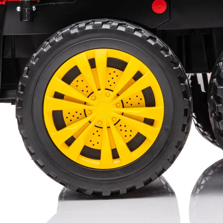 24V 6-Wheel Tractor Trailer 2-Seater Ride-On with EVA Tires, Dump Cart, LED Lights, Music, Remote