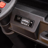 24V 6-Wheel Tractor Trailer 2-Seater Ride-On with EVA Tires, Dump Cart, LED Lights, Music, Remote