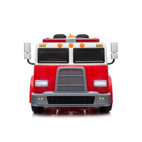 24V Kids 2-Seater Ride-On Fire Truck with EVA Tires, LED Lights, Music, Remote