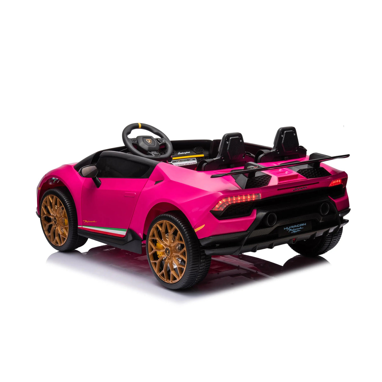 24V Kids Lamborghini Huracan 2-Seater 4x4 AWD Ride-On Car with EVA Tires, Music, Remote