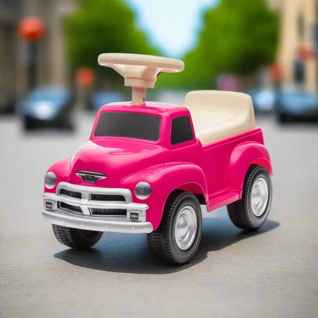 Toddlers Chevrolet 3100 Vintage Foot-To-Floor Ride-On Push Car with Music, Storage