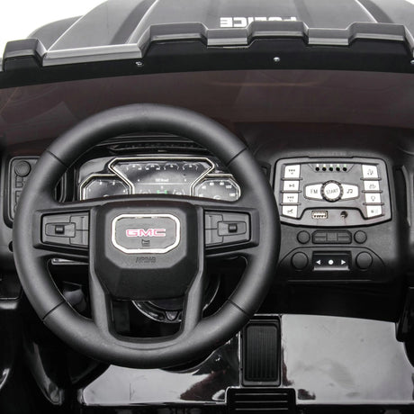 24V GMC Sierra Denali 2-Seater Police Edition Ride-On Truck with EVA Tires, Emergency Siren and Lights, Music, Remote